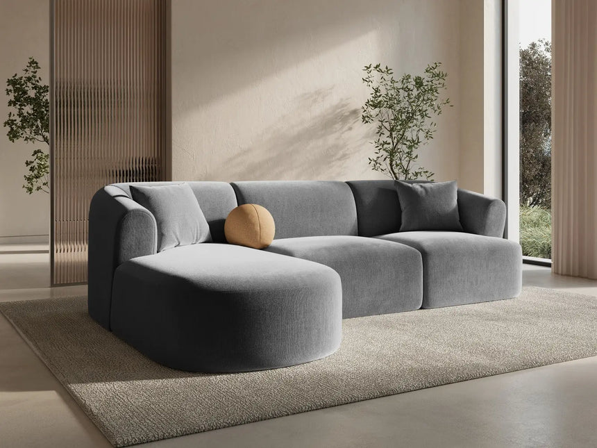 Campi 4-Sitzer Ecksofa, Linke Seite, aus Samt in Grau (Vogue 15), 256x156x70 cm von Cosmopolitan Design – Bild 2