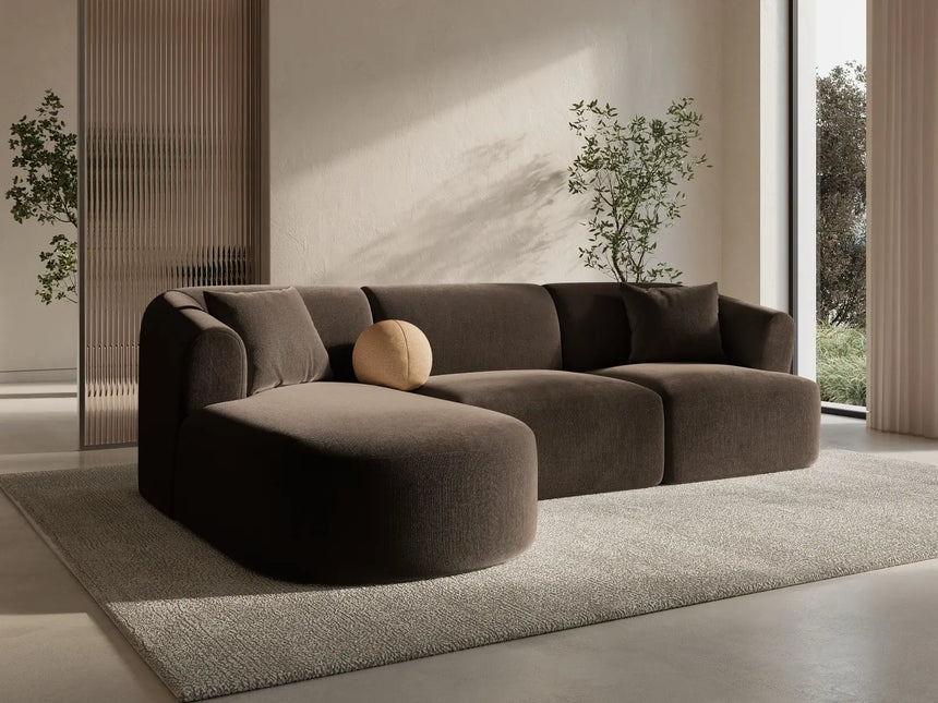 Campi 4-Sitzer Ecksofa, Linke Seite, aus Samt in Schokolade (Vogue 6), 256x156x70 cm von Cosmopolitan Design – Bild 2