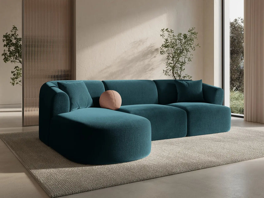 Campi 4-Sitzer Ecksofa, Linke Seite, aus Samt in Tiefes Petrol (Vogue 13), 256x156x70 cm von Cosmopolitan Design – Bild 2