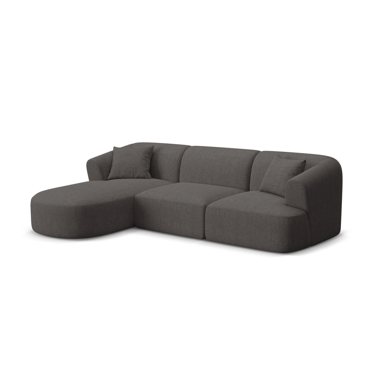 Campi 4-Sitzer Ecksofa, Linke Seite, aus Strukturierter Stoff in Grau (Moly 85), 256x156x70 cm von Cosmopolitan Design – Bild 3