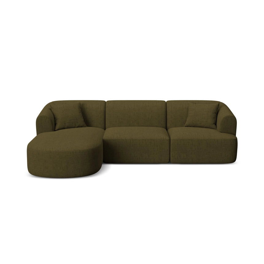 Campi 4-Sitzer Ecksofa, Linke Seite, aus Strukturierter Stoff in Grün (Moly 38), 256x156x70 cm von Cosmopolitan Design – Bild 1