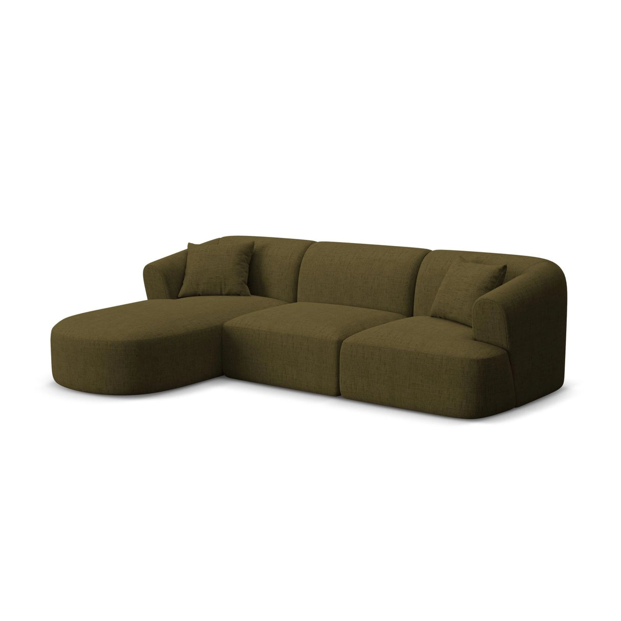 Campi 4-Sitzer Ecksofa, Linke Seite, aus Strukturierter Stoff in Grün (Moly 38), 256x156x70 cm von Cosmopolitan Design – Bild 3