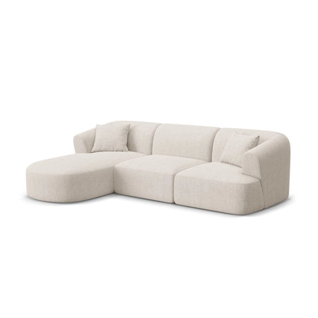 Campi 4-Sitzer Ecksofa, Linke Seite, aus Strukturierter Stoff in Hellbeige (Moly 02), 256x156x70 cm von Cosmopolitan Design – Bild 3