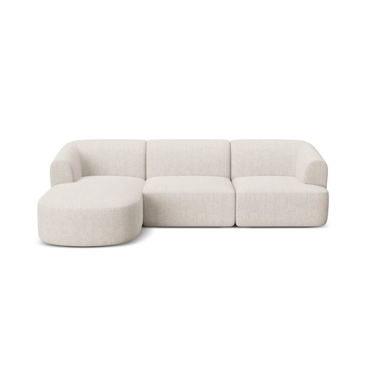 Campi 4-Sitzer Ecksofa, Linke Seite, aus Strukturierter Stoff in Hellbeige (Moly 02), 256x156x70 cm von Cosmopolitan Design – Bild 4