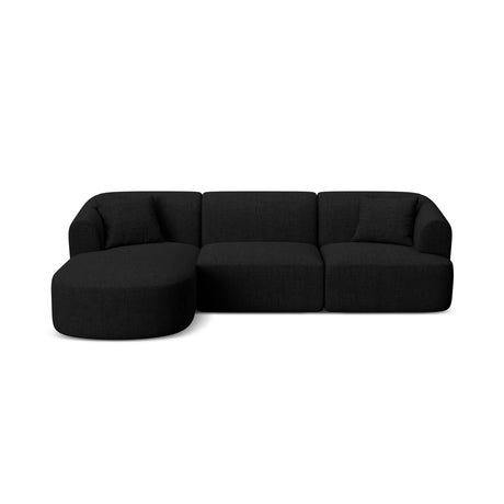 Campi 4-Sitzer Ecksofa, Linke Seite, aus Strukturierter Stoff in Schwarz (Moly 99), 256x156x70 cm von Cosmopolitan Design – Bild 1