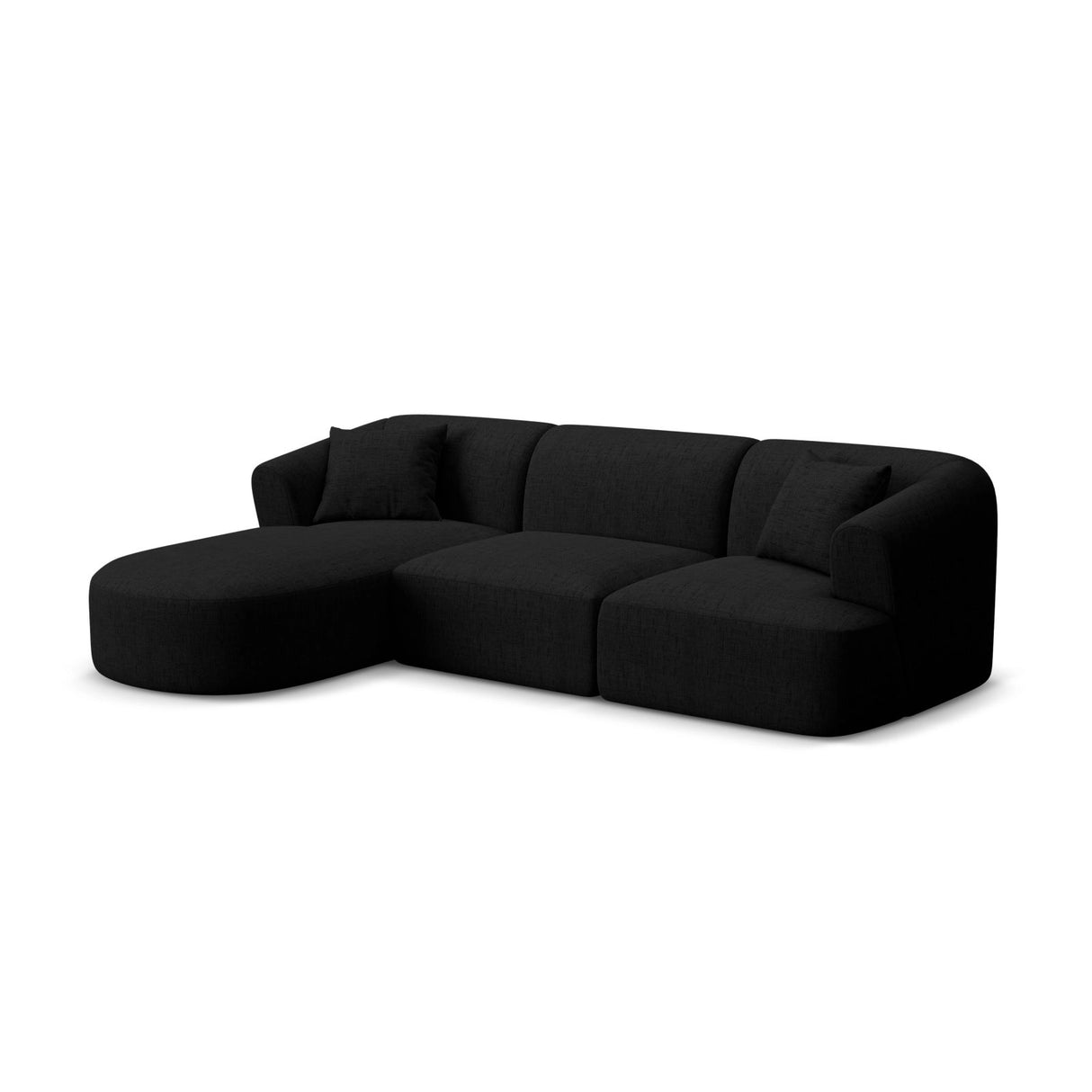Campi 4-Sitzer Ecksofa, Linke Seite, aus Strukturierter Stoff in Schwarz (Moly 99), 256x156x70 cm von Cosmopolitan Design – Bild 3