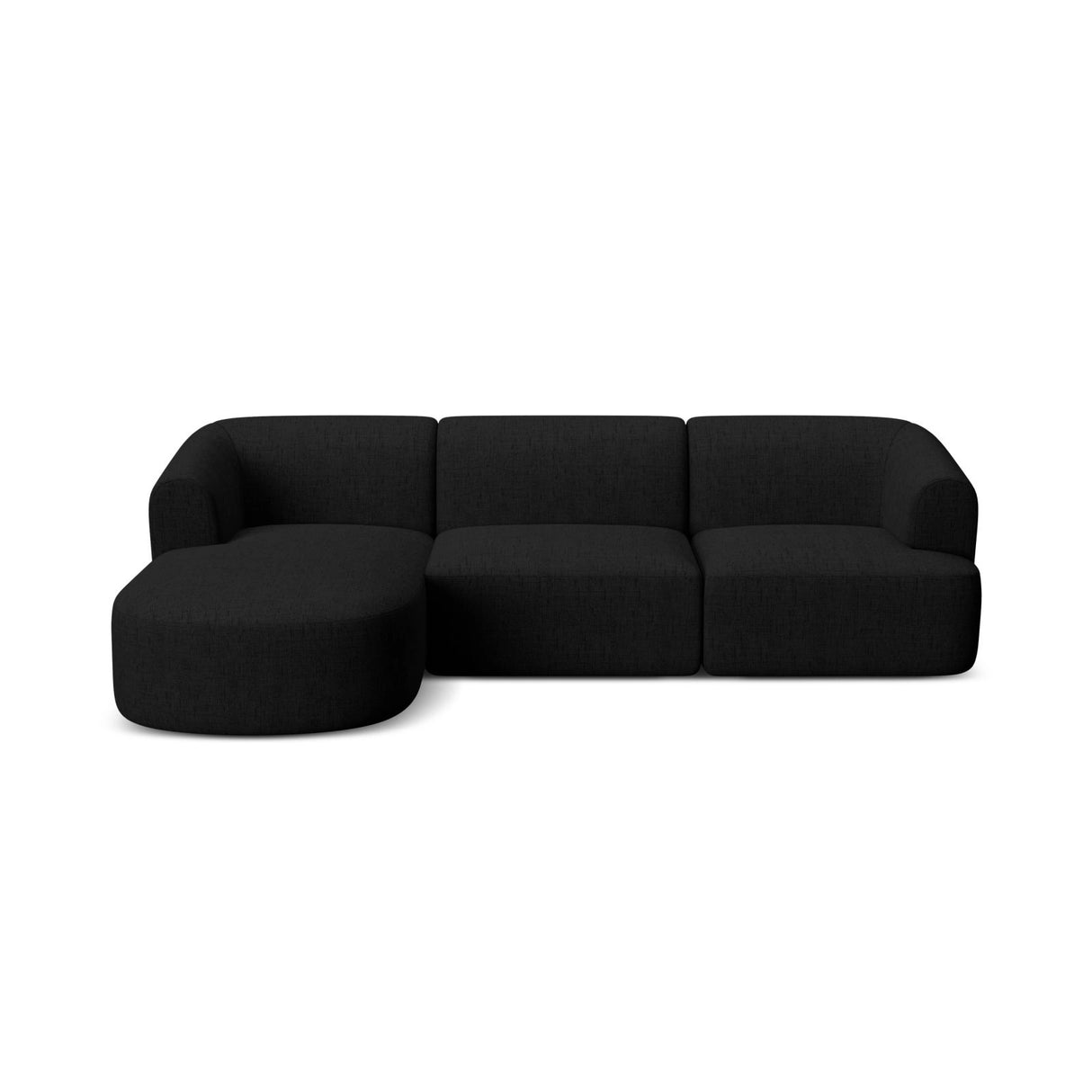 Campi 4-Sitzer Ecksofa, Linke Seite, aus Strukturierter Stoff in Schwarz (Moly 99), 256x156x70 cm von Cosmopolitan Design – Bild 4