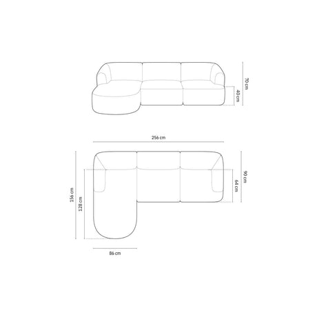 Campi 4-Sitzer Ecksofa, Linke Seite, aus Strukturierter Stoff in Ziegelstein (Moly 54), 256x156x70 cm von Cosmopolitan Design – Bild 2