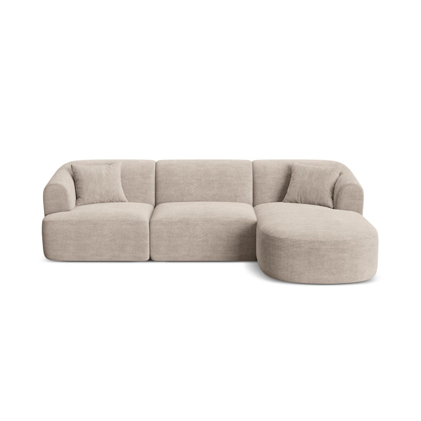 Campi 4-Sitzer Ecksofa, Rechte Seite, aus Cord in Cappuccino (Lincoln 09D), 256x156x70 cm von Cosmopolitan Design – Bild 1