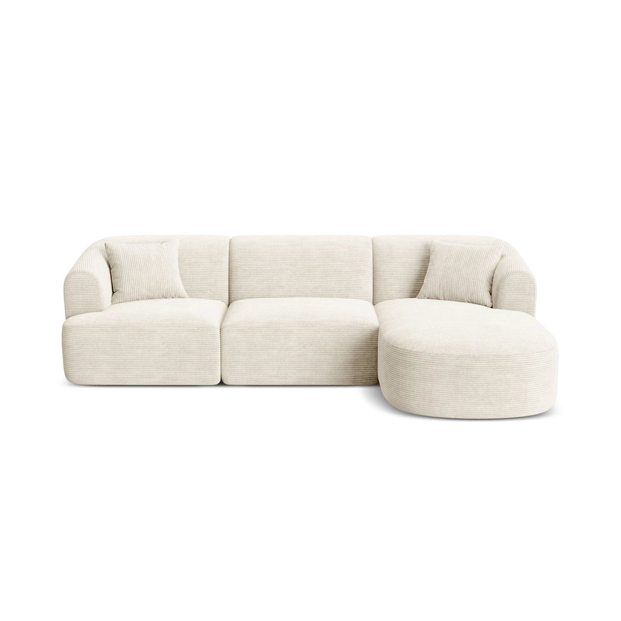 Campi 4-Sitzer Ecksofa, Rechte Seite, aus Cord in Elfenbein (Lincoln 01D), 256x156x70 cm von Cosmopolitan Design – Bild 1