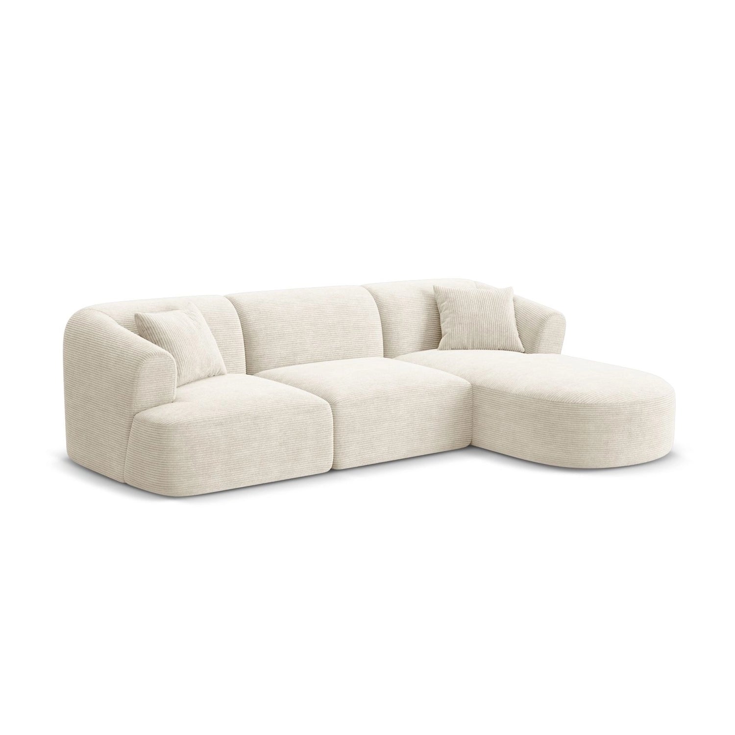 Campi 4-Sitzer Ecksofa, Rechte Seite, aus Cord in Elfenbein (Lincoln 01D), 256x156x70 cm von Cosmopolitan Design – Bild 3