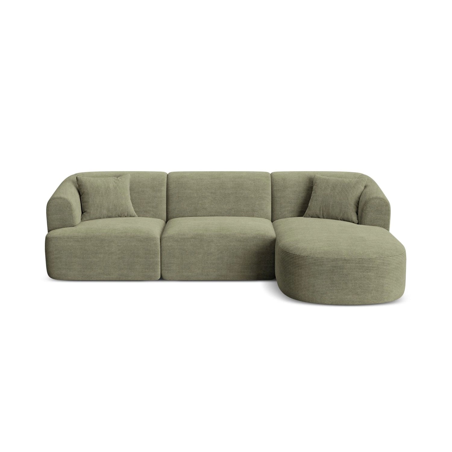 Campi 4-Sitzer Ecksofa, Rechte Seite, aus Cord in Moosgrün (Lincoln 37D), 256x156x70 cm von Cosmopolitan Design – Bild 1