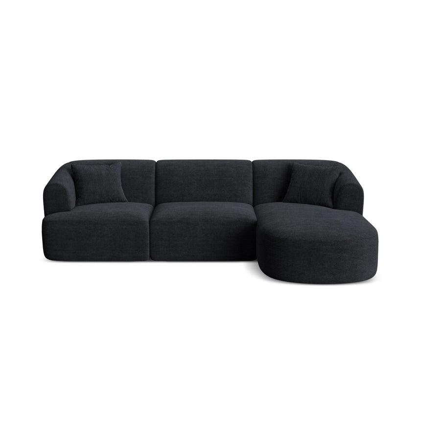 Campi 4-Sitzer Ecksofa, Rechte Seite, aus Cord in Schwarz (Lincoln 100D), 256x156x70 cm von Cosmopolitan Design – Bild 1