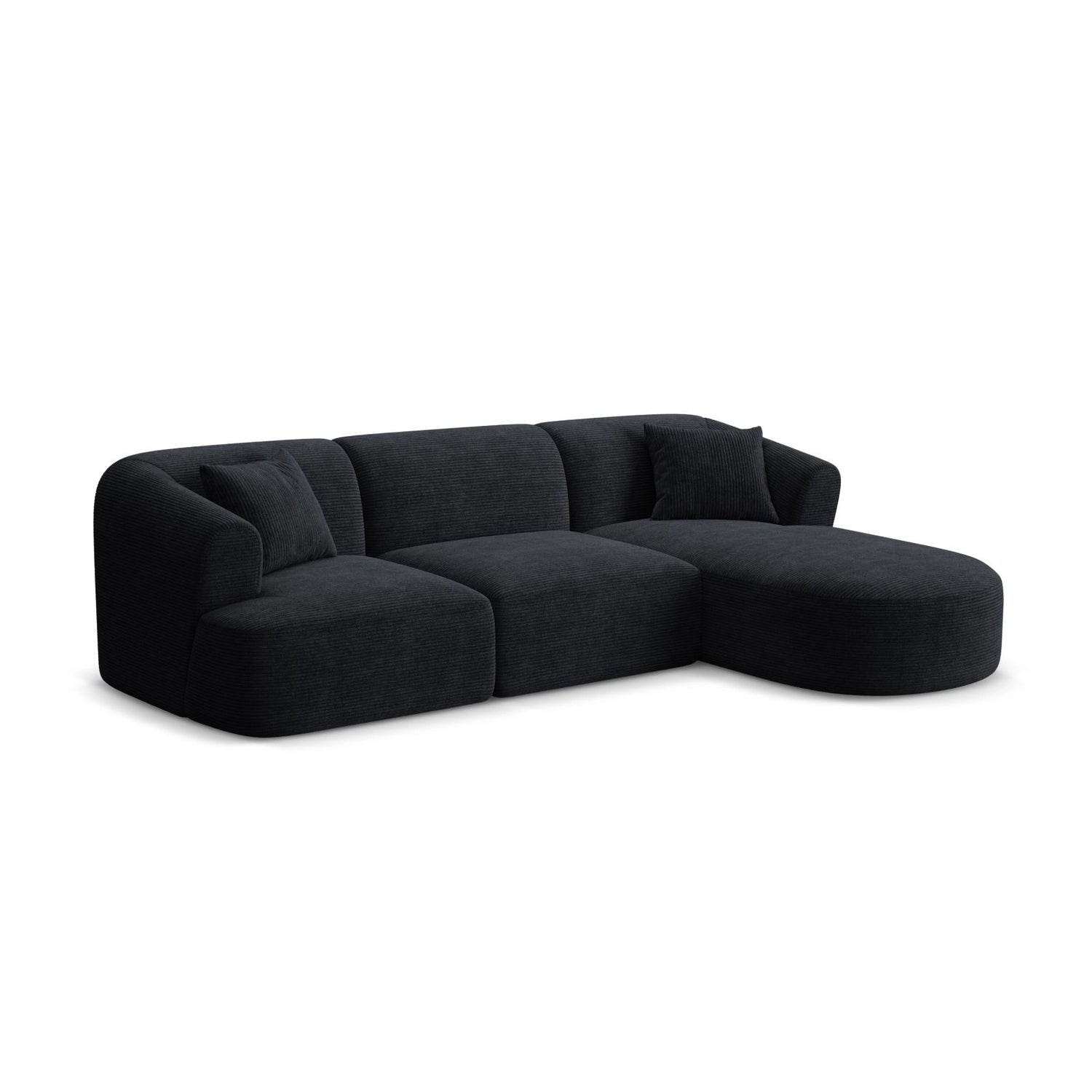 Campi 4-Sitzer Ecksofa, Rechte Seite, aus Cord in Schwarz (Lincoln 100D), 256x156x70 cm von Cosmopolitan Design – Bild 3