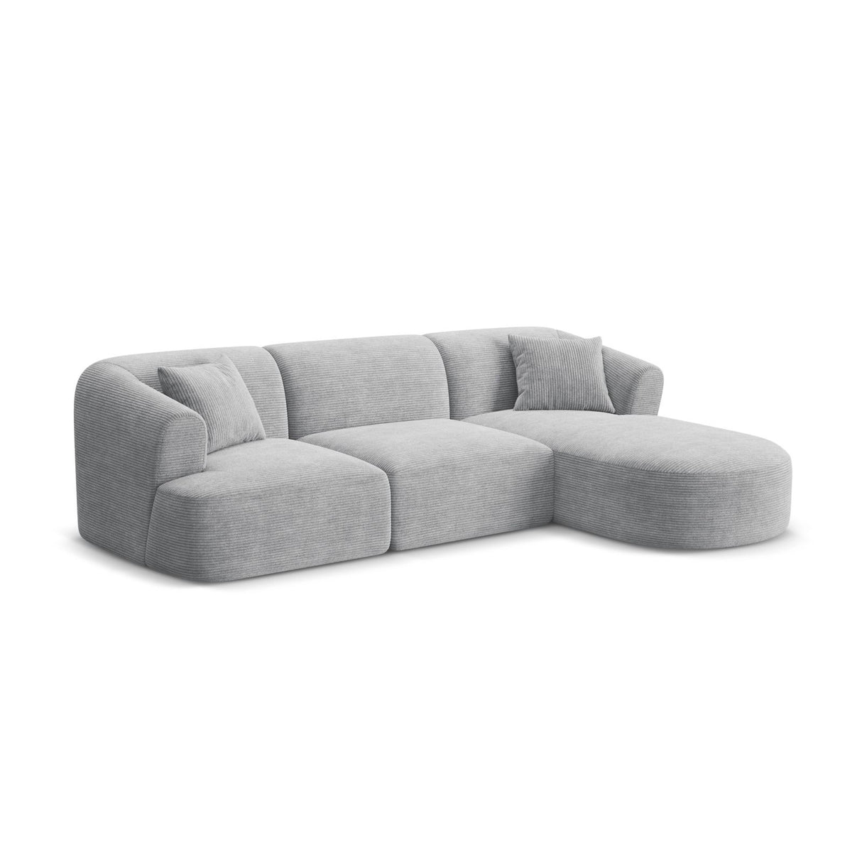 Campi 4-Sitzer Ecksofa, Rechte Seite, aus Cord in Silber (Lincoln 84D), 256x156x70 cm von Cosmopolitan Design – Bild 3