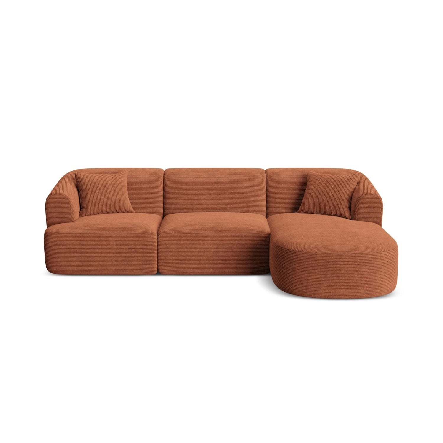 Campi 4-Sitzer Ecksofa, Rechte Seite, aus Cord in Terrakotta (Lincoln 52D), 256x156x70 cm von Cosmopolitan Design – Bild 1