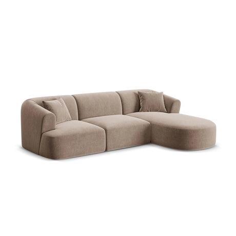 Campi 4-Sitzer Ecksofa, Rechte Seite, aus Samt in Dunkelbeige (Vogue 3), 256x156x70 cm von Cosmopolitan Design – Bild 4