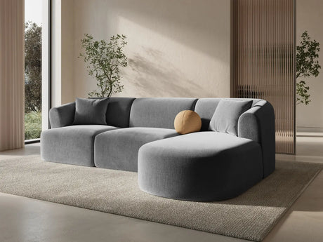 Campi 4-Sitzer Ecksofa, Rechte Seite, aus Samt in Grau (Vogue 15), 256x156x70 cm von Cosmopolitan Design – Bild 2