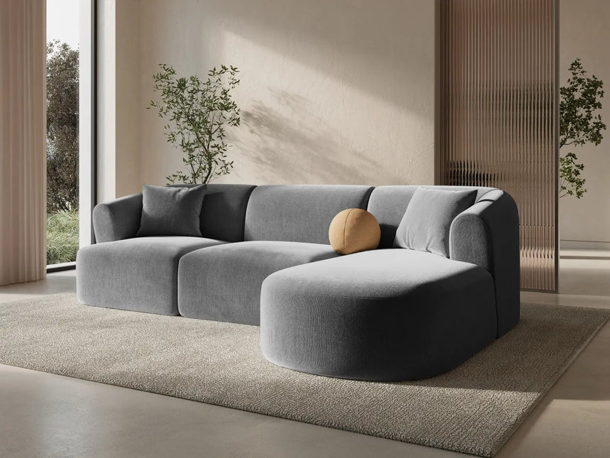Campi 4-Sitzer Ecksofa, Rechte Seite, aus Samt in Grau (Vogue 15), 256x156x70 cm von Cosmopolitan Design – Bild 2