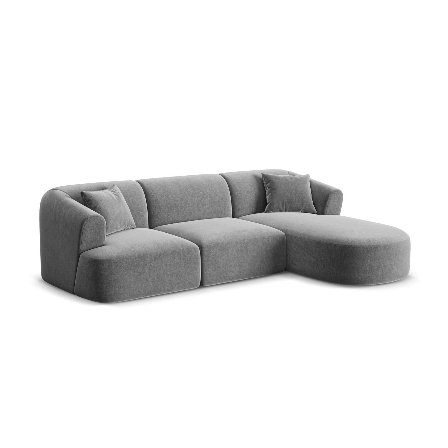 Campi 4-Sitzer Ecksofa, Rechte Seite, aus Samt in Grau (Vogue 15), 256x156x70 cm von Cosmopolitan Design – Bild 4