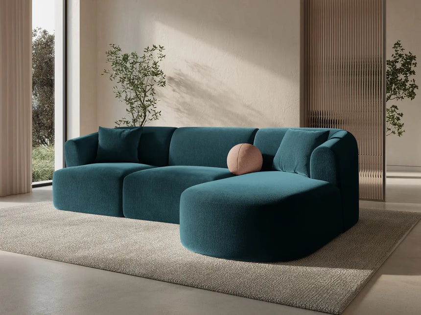 Campi 4-Sitzer Ecksofa, Rechte Seite, aus Samt in Tiefes Petrol (Vogue 13), 256x156x70 cm von Cosmopolitan Design – Bild 2