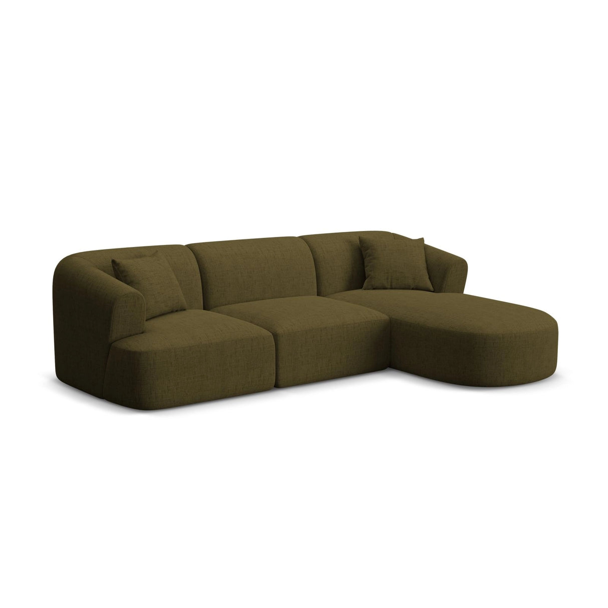Campi 4-Sitzer Ecksofa, Rechte Seite, aus Strukturierter Stoff in Grün (Moly 38), 256x156x70 cm von Cosmopolitan Design – Bild 3