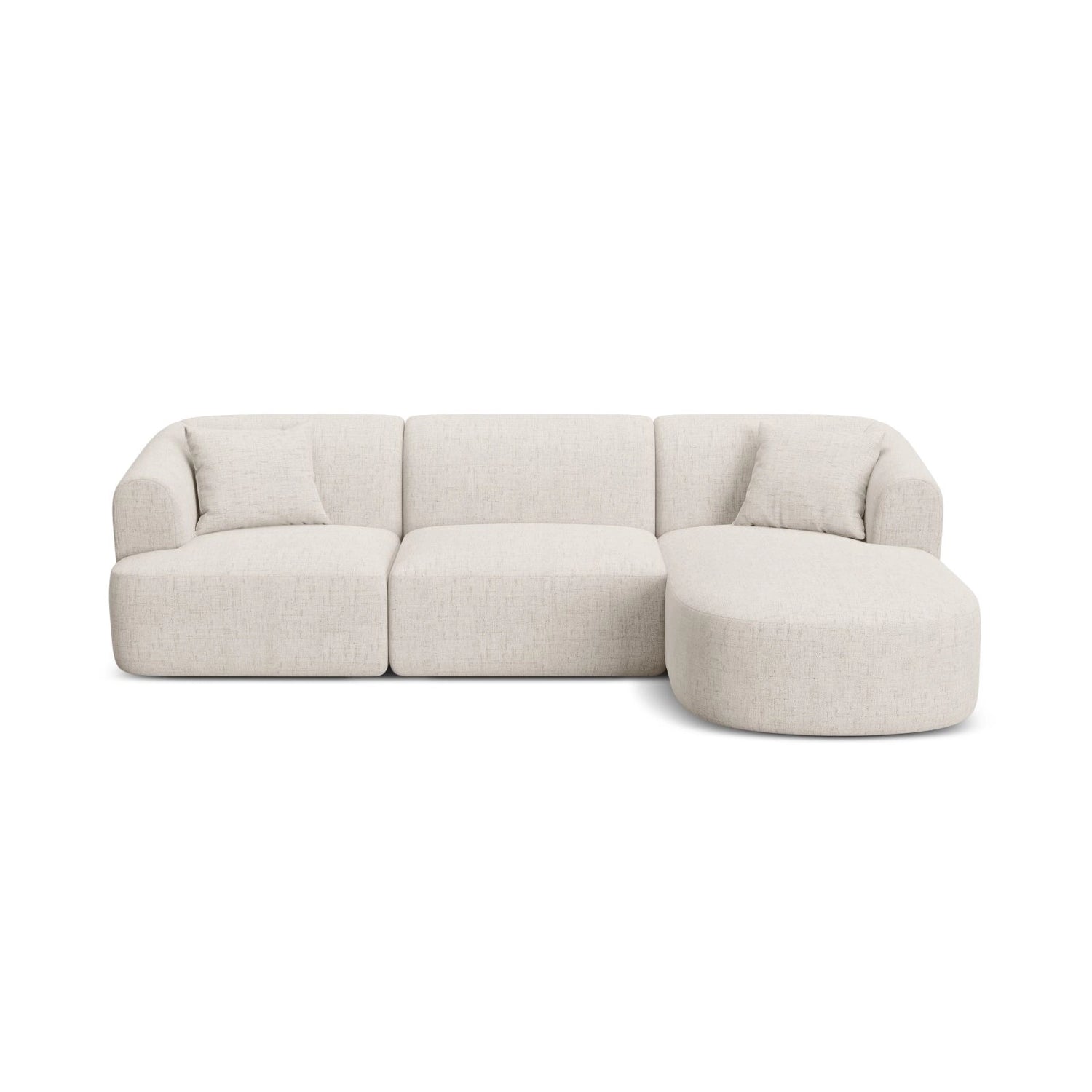 Campi 4-Sitzer Ecksofa, Rechte Seite, aus Strukturierter Stoff in Hellbeige (Moly 02), 256x156x70 cm von Cosmopolitan Design – Bild 1