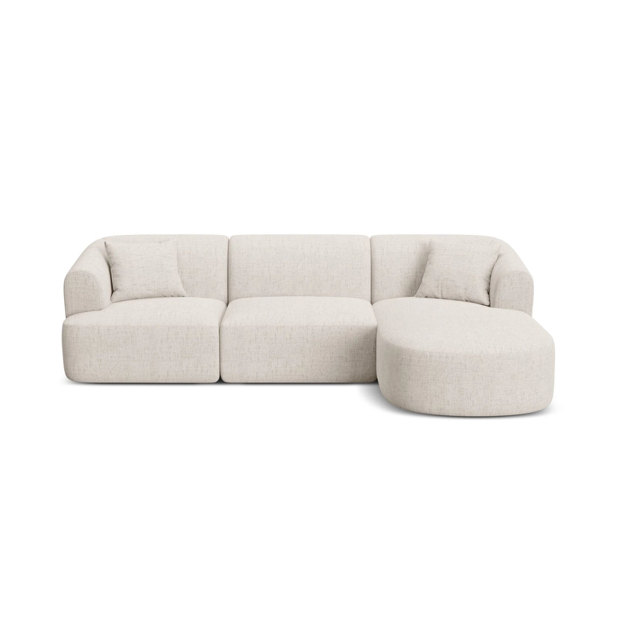 Campi 4-Sitzer Ecksofa, Rechte Seite, aus Strukturierter Stoff in Hellbeige (Moly 02), 256x156x70 cm von Cosmopolitan Design – Bild 1