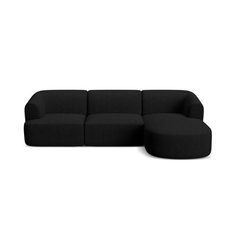 Campi 4-Sitzer Ecksofa, Rechte Seite, aus Strukturierter Stoff in Schwarz (Moly 99), 256x156x70 cm von Cosmopolitan Design – Bild 4