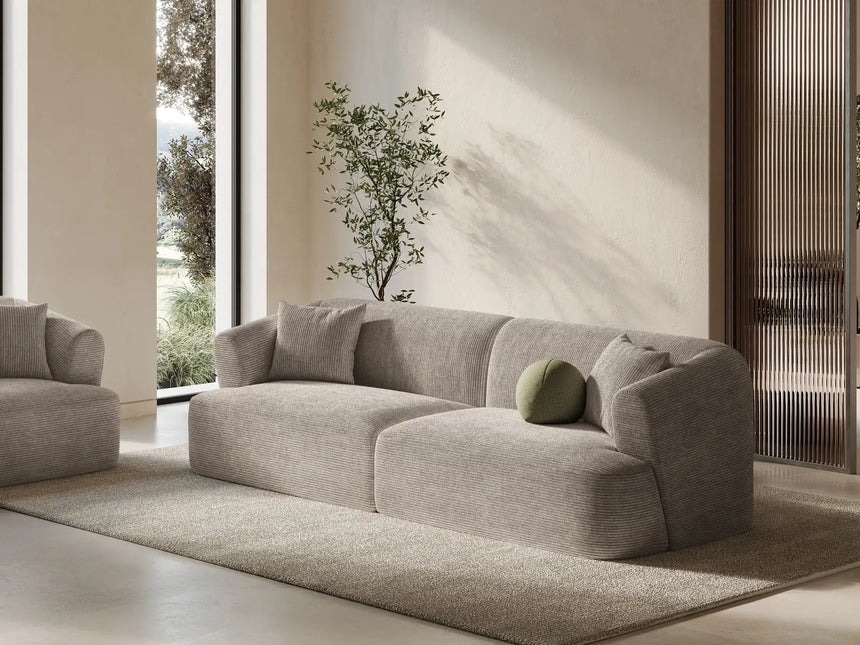 Campi 4-Sitzer Sofa aus Cord in Cappuccino (Lincoln 09D), 255x90x70 cm von Cosmopolitan Design – Bild 2