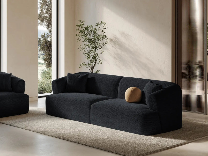 Campi 4-Sitzer Sofa aus Cord in Schwarz (Lincoln 100D), 255x90x70 cm von Cosmopolitan Design – Bild 2