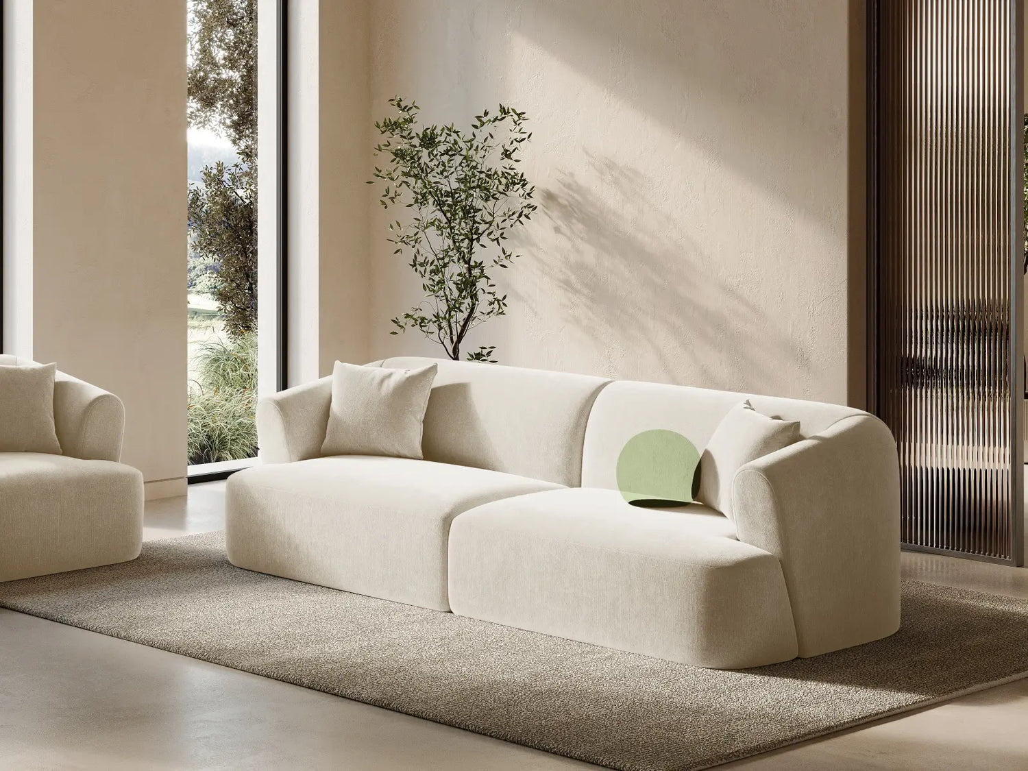 Campi 4-Sitzer Sofa aus Samt, Cord oder Strukturstoff, 255x90x70 cm von Cosmopolitan Design – Bild 2