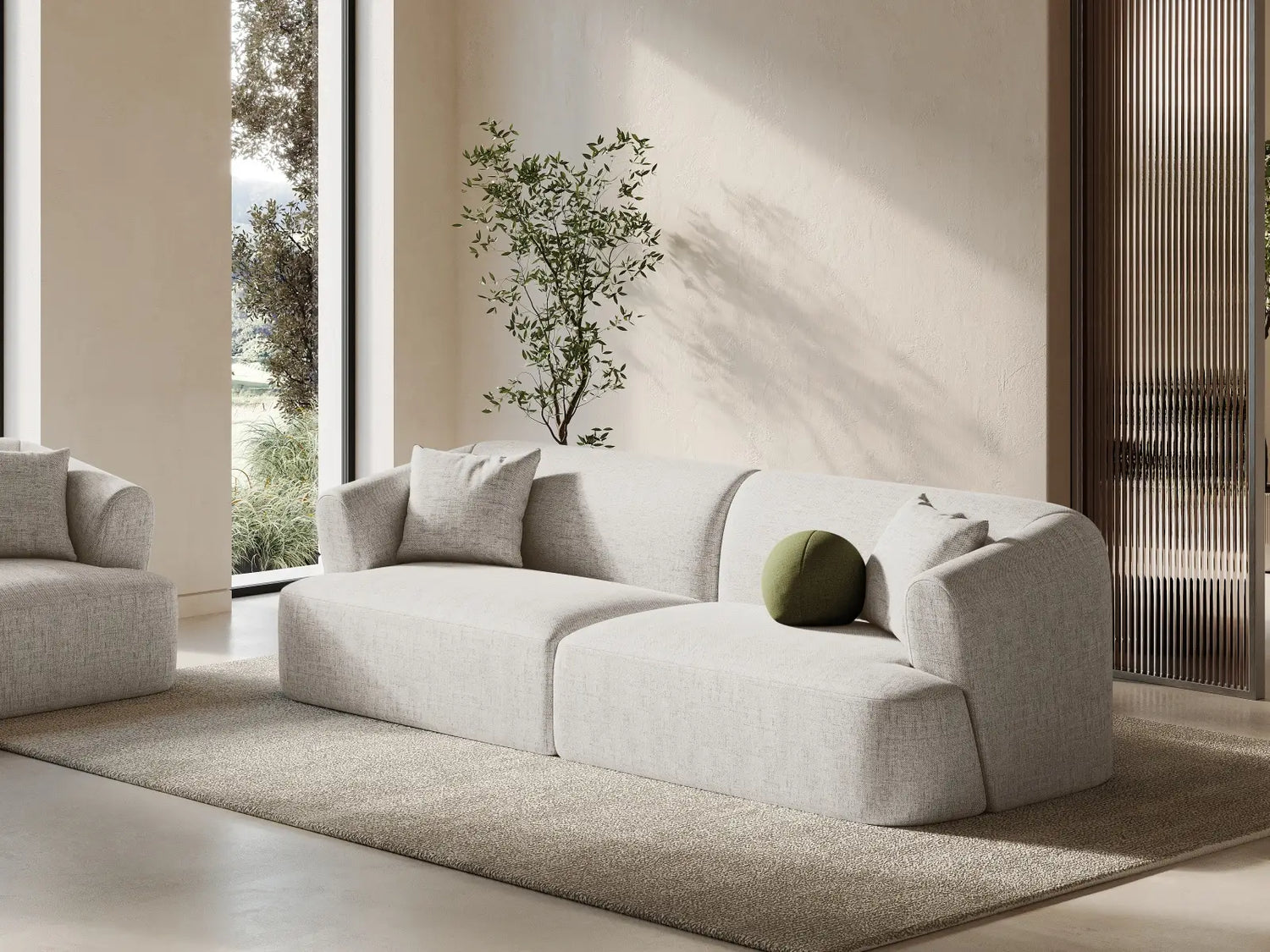 Campi 4-Sitzer Sofa aus Strukturierter Stoff in Hellbeige (Moly 02), 255x90x70 cm von Cosmopolitan Design – Bild 2