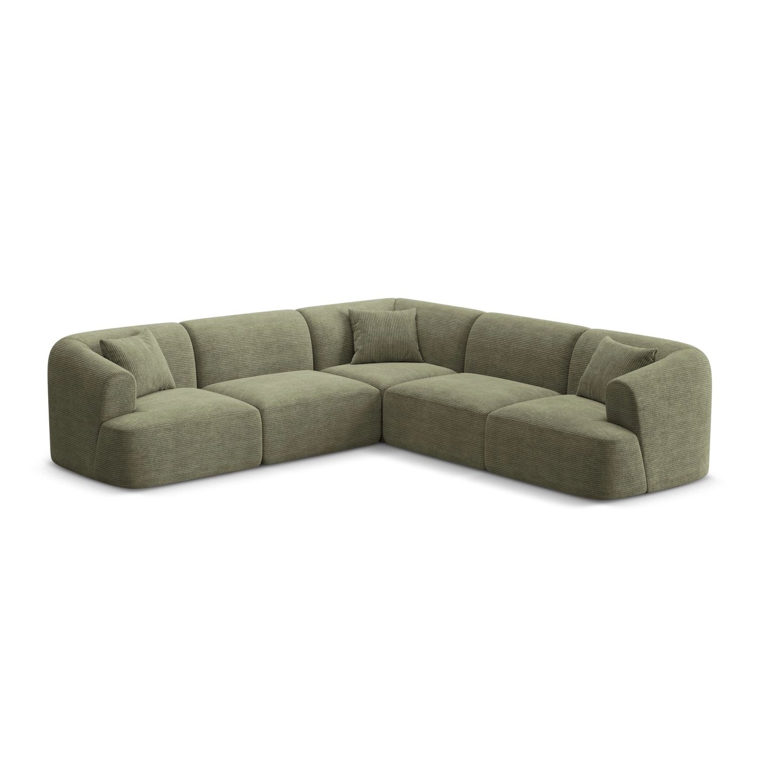 Campi 6-Sitzer Ecksofa, symmetrisch, aus Cord in Moosgrün (Lincoln 37D), 255x255x70 cm von Cosmopolitan Design – Bild 3