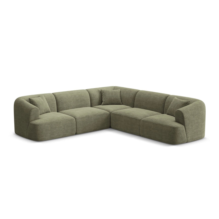 Campi 6-Sitzer Ecksofa, symmetrisch, aus Cord in Moosgrün (Lincoln 37D), 255x255x70 cm von Cosmopolitan Design – Bild 3