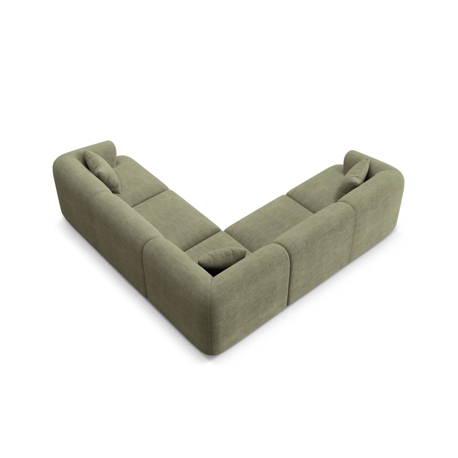 Campi 6-Sitzer Ecksofa, symmetrisch, aus Cord in Moosgrün (Lincoln 37D), 255x255x70 cm von Cosmopolitan Design – Bild 5
