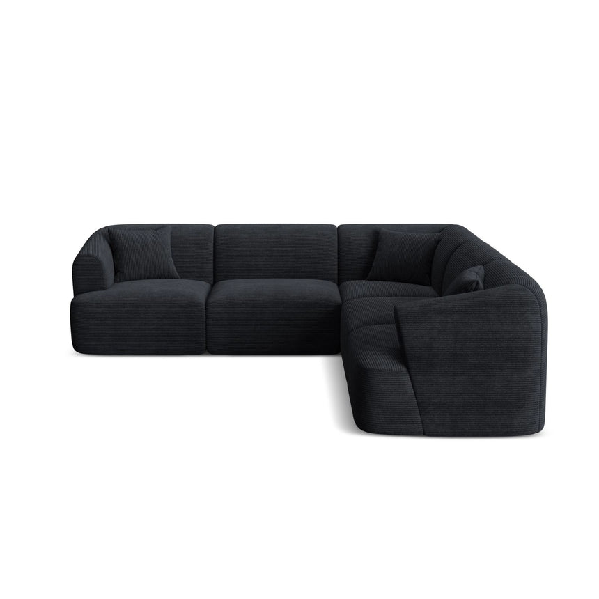 Campi 6-Sitzer Ecksofa, symmetrisch, aus Cord in Schwarz (Lincoln 100D), 255x255x70 cm von Cosmopolitan Design – Bild 1