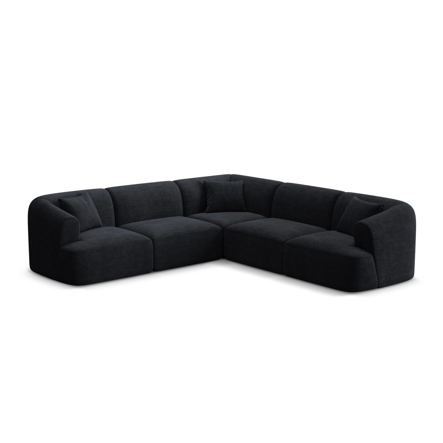 Campi 6-Sitzer Ecksofa, symmetrisch, aus Cord in Schwarz (Lincoln 100D), 255x255x70 cm von Cosmopolitan Design – Bild 3