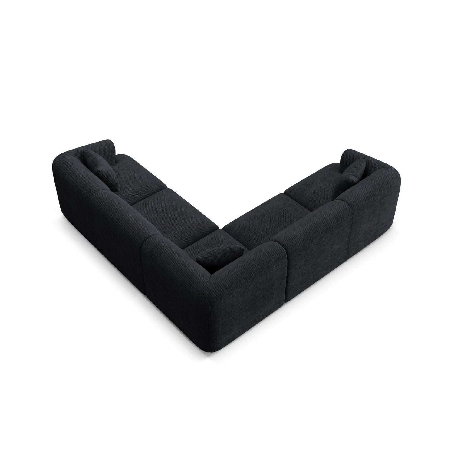 Campi 6-Sitzer Ecksofa, symmetrisch, aus Cord in Schwarz (Lincoln 100D), 255x255x70 cm von Cosmopolitan Design – Bild 5