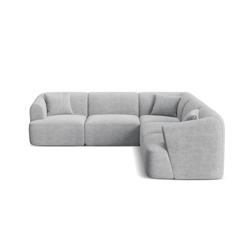 Campi 6-Sitzer Ecksofa, symmetrisch, aus Cord in Silber (Lincoln 84D), 255x255x70 cm von Cosmopolitan Design – Bild 1