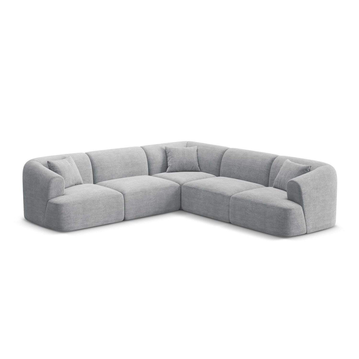 Campi 6-Sitzer Ecksofa, symmetrisch, aus Cord in Silber (Lincoln 84D), 255x255x70 cm von Cosmopolitan Design – Bild 3