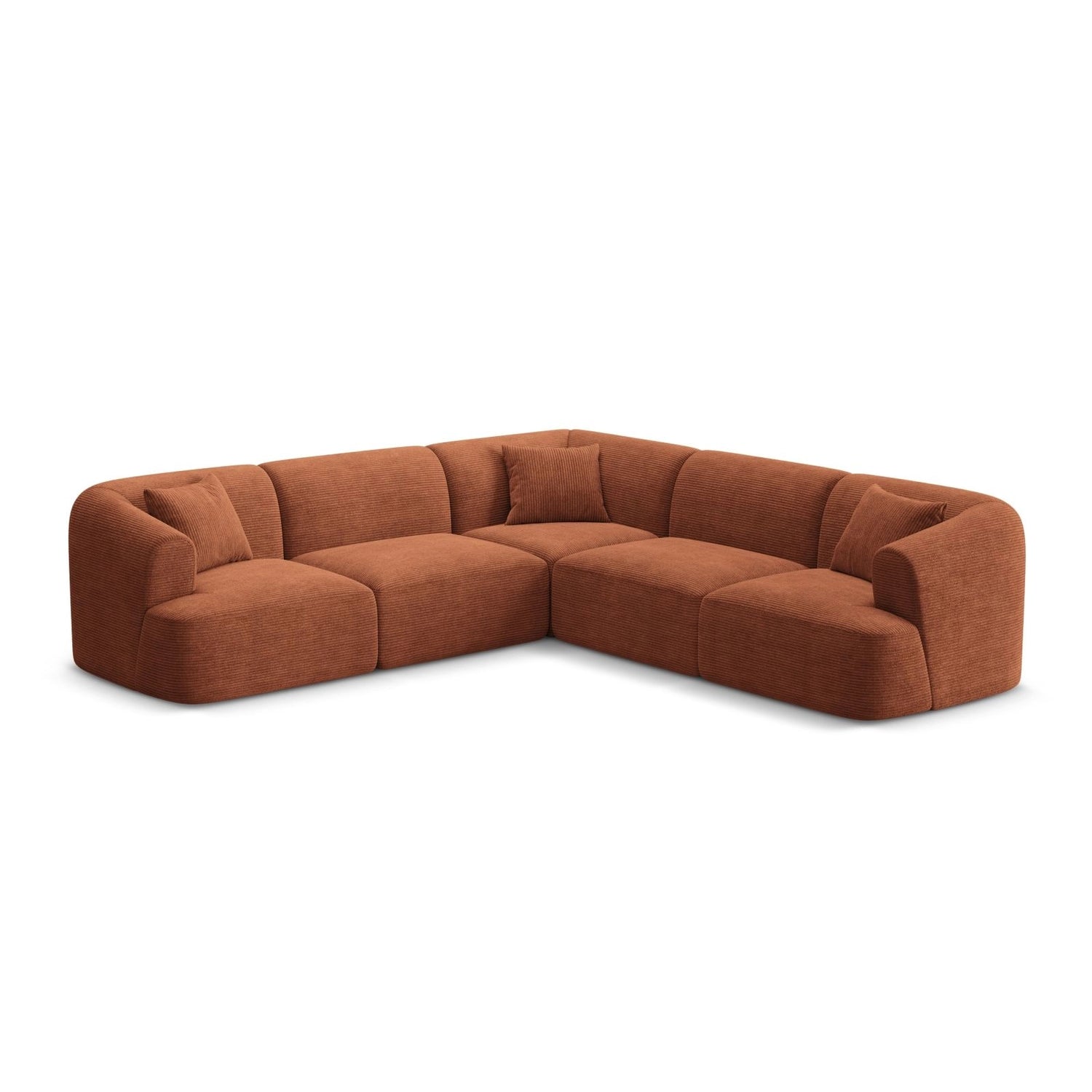 Campi 6-Sitzer Ecksofa, symmetrisch, aus Cord in Terrakotta (Lincoln 52D), 255x255x70 cm von Cosmopolitan Design – Bild 3