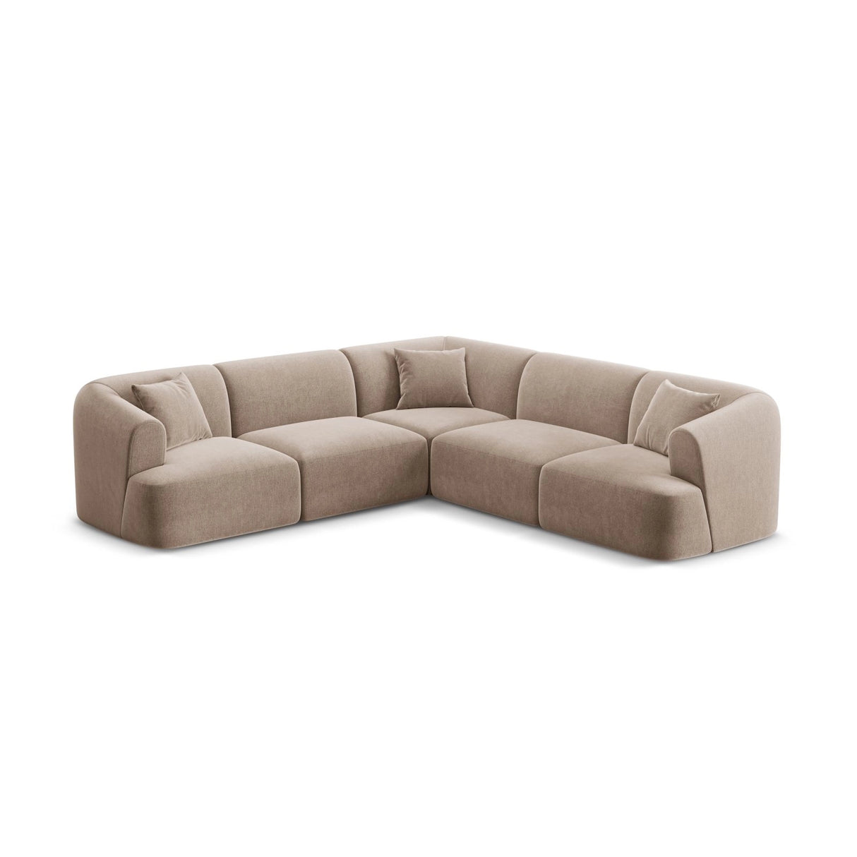 Campi 6-Sitzer Ecksofa, symmetrisch, aus Samt in Dunkelbeige (Vogue 3), 255x255x70 cm von Cosmopolitan Design – Bild 4