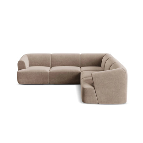 Campi 6-Sitzer Ecksofa, symmetrisch, aus Samt in Dunkelbeige (Vogue 3), 255x255x70 cm von Cosmopolitan Design – Bild 5