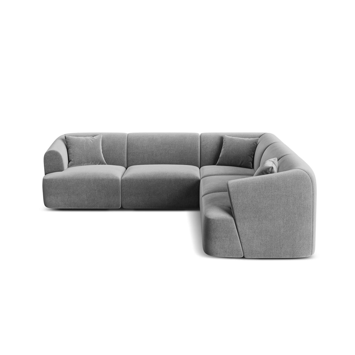 Campi 6-Sitzer Ecksofa, symmetrisch, aus Samt in Grau (Vogue 15), 255x255x70 cm von Cosmopolitan Design – Bild 1