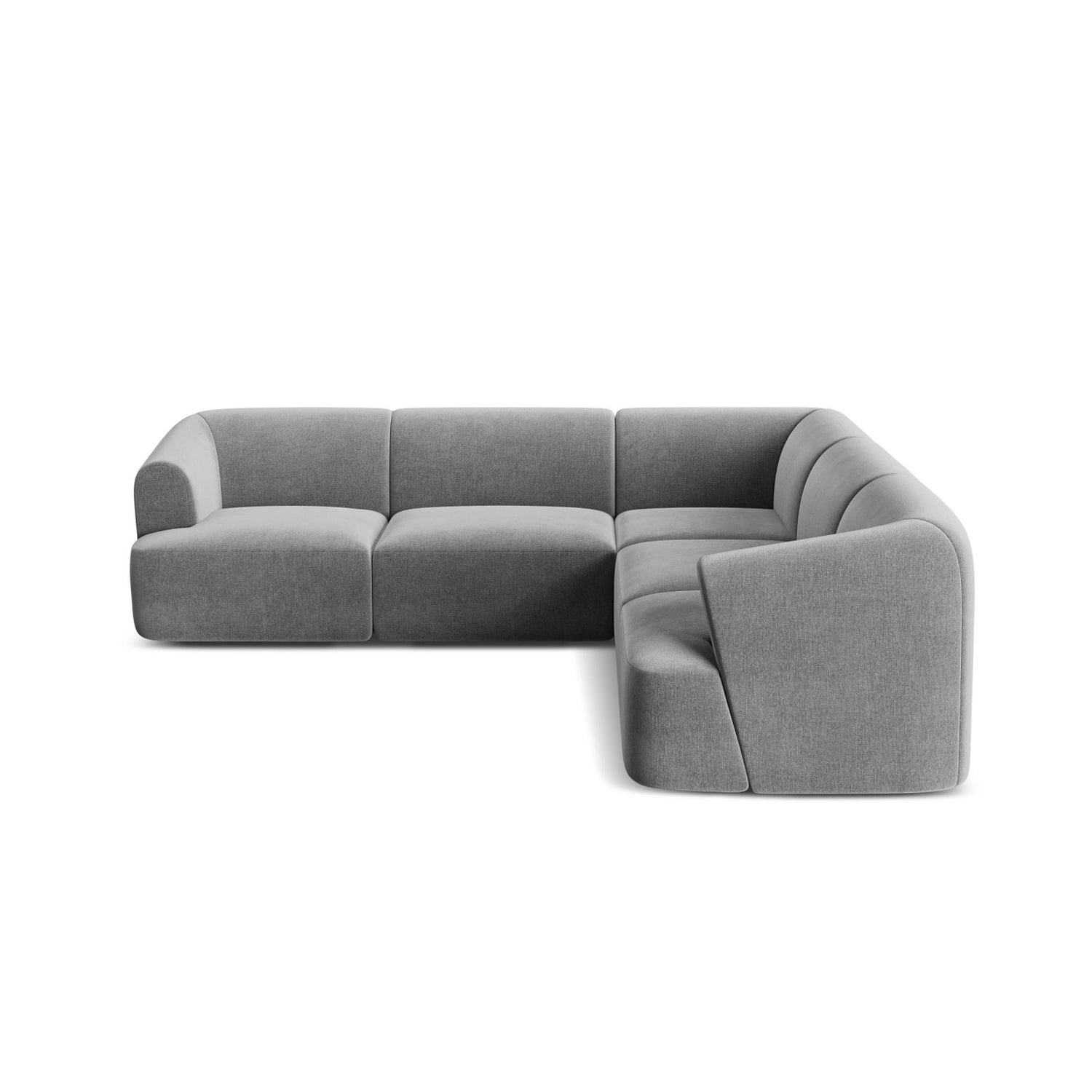 Campi 6-Sitzer Ecksofa, symmetrisch, aus Samt in Grau (Vogue 15), 255x255x70 cm von Cosmopolitan Design – Bild 5