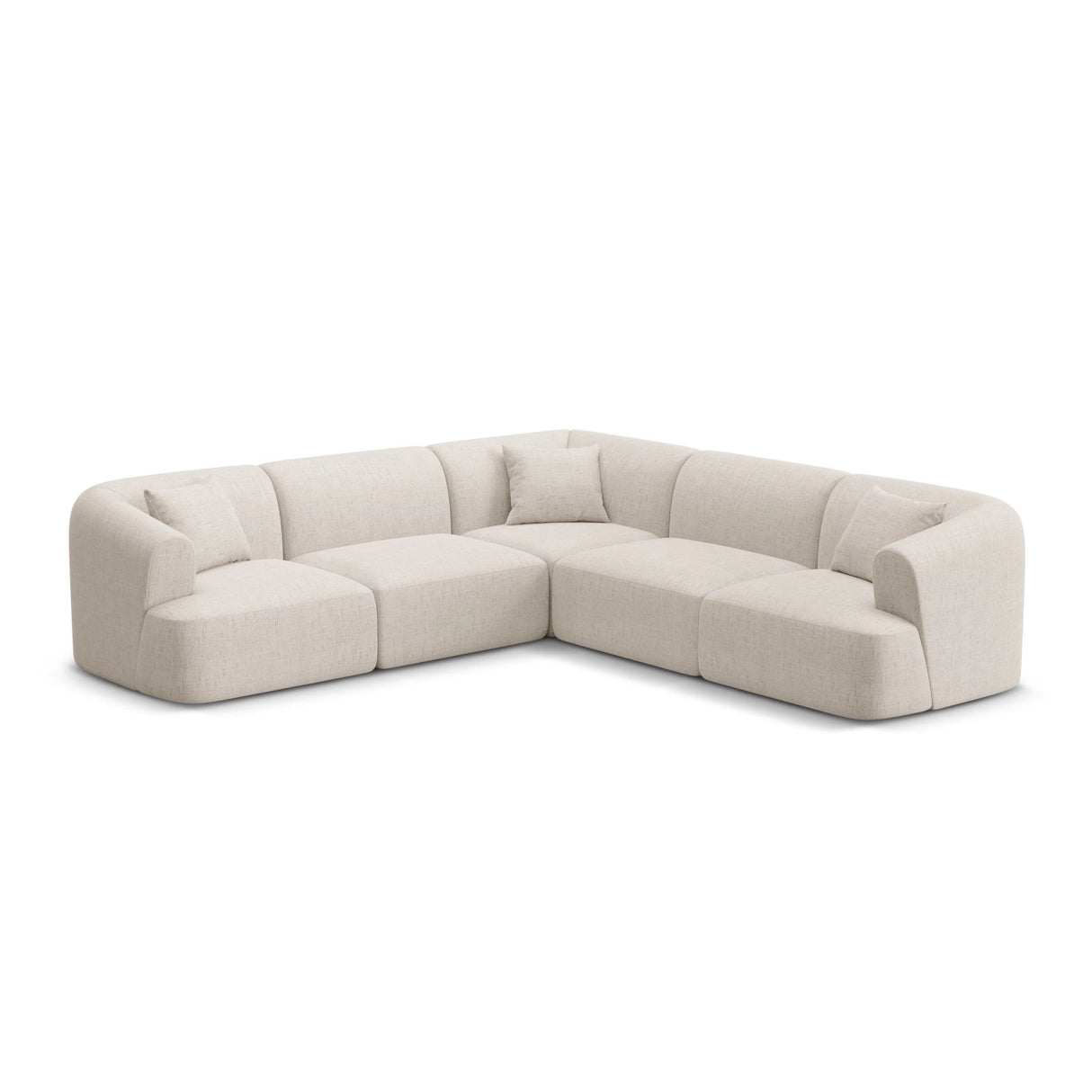 Campi 6-Sitzer Ecksofa, symmetrisch, aus Strukturierter Stoff in Hellbeige (Moly 02), 255x255x70 cm von Cosmopolitan Design – Bild 1