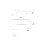 Campi 7-Sitzer Panorama Ecksofa, Linke Seite, aus Cord in Cappuccino (Lincoln 09D), Beine aus Schwarzes Plastik, 330x255x70 cm von Cosmopolitan Design – Bild 3