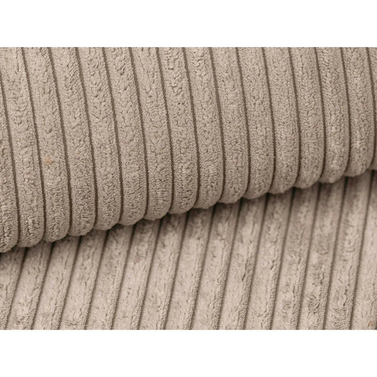 Campi 7-Sitzer Panorama Ecksofa, Linke Seite, aus Cord in Cappuccino (Lincoln 09D), Beine aus Schwarzes Plastik, 330x255x70 cm von Cosmopolitan Design – Bild 7