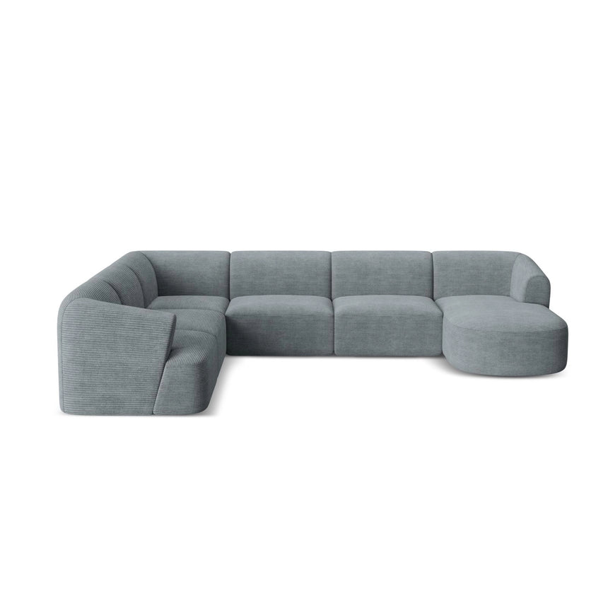 Campi 7-Sitzer Panorama Ecksofa, Linke Seite, aus Cord in Dunkelgrau (Lincoln 94D), Beine aus Schwarzes Plastik, 330x255x70 cm von Cosmopolitan Design – Bild 5
